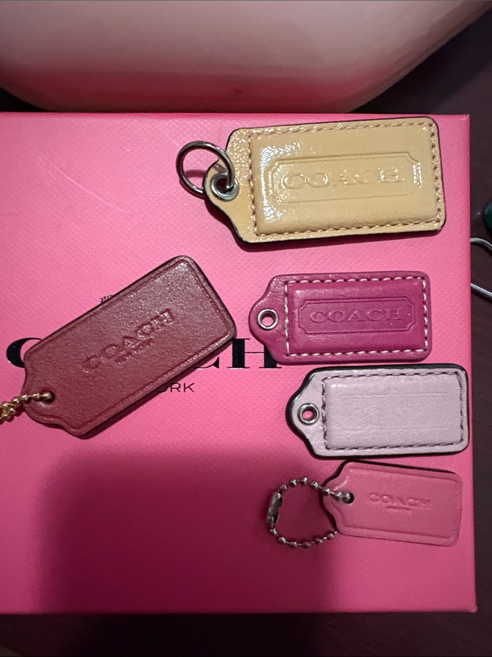 Coach Pink Leather Tag or Clear Butterfly or  Confetti Charms